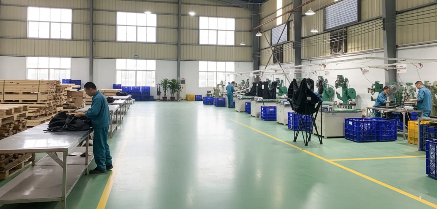 Modern factory of 76 Plastic Foam Joint Stock Company manufacturing outdoor folding products.