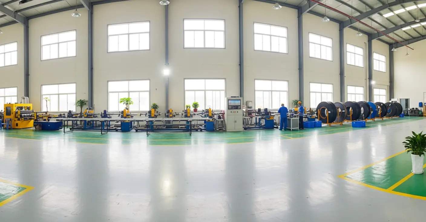 Modern composite materials manufacturing factory with advanced machinery
