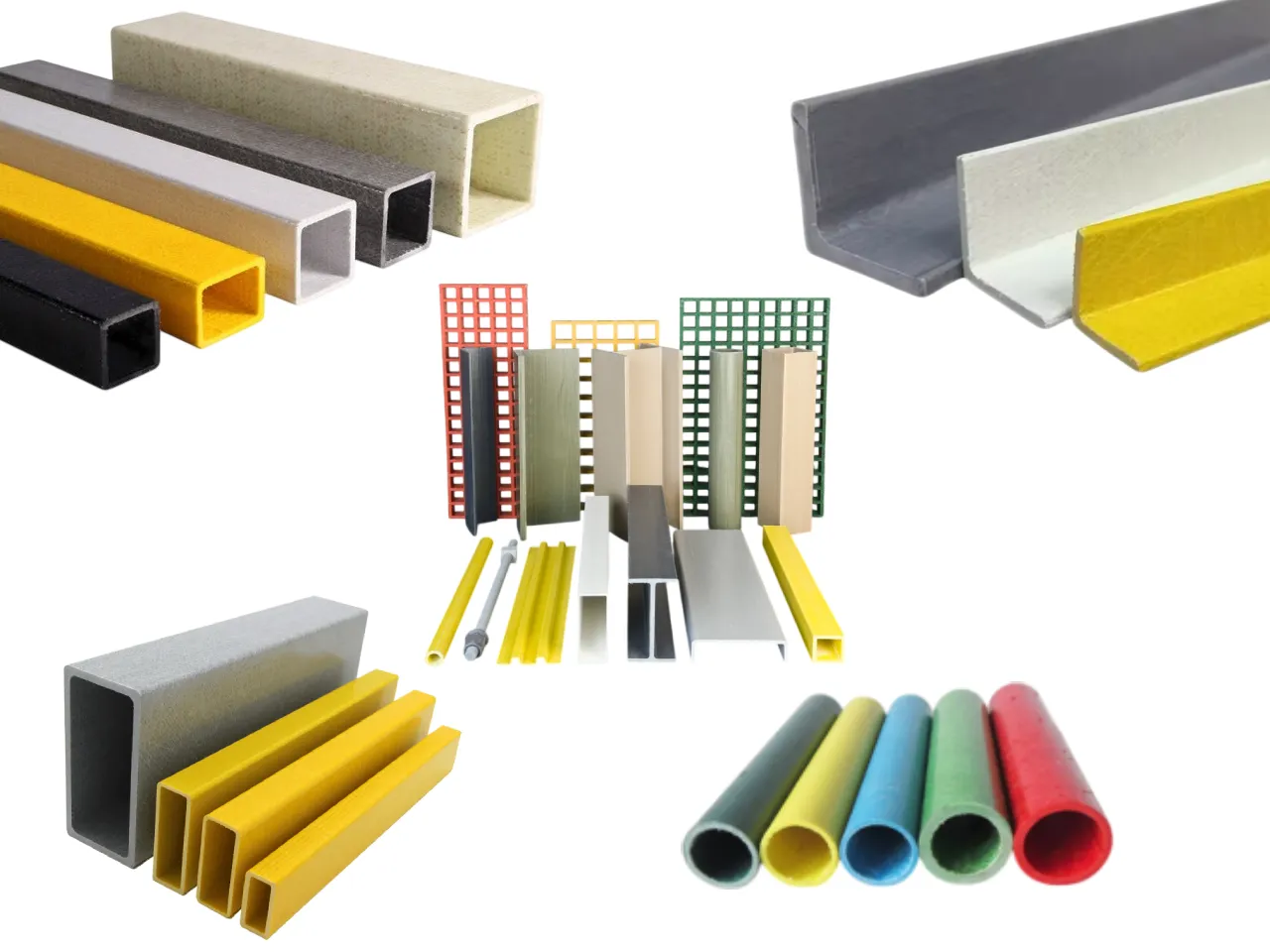 FRP pultruded profiles manufacturer producing FRP structural profiles, square tubes, round tubes, channels and angles