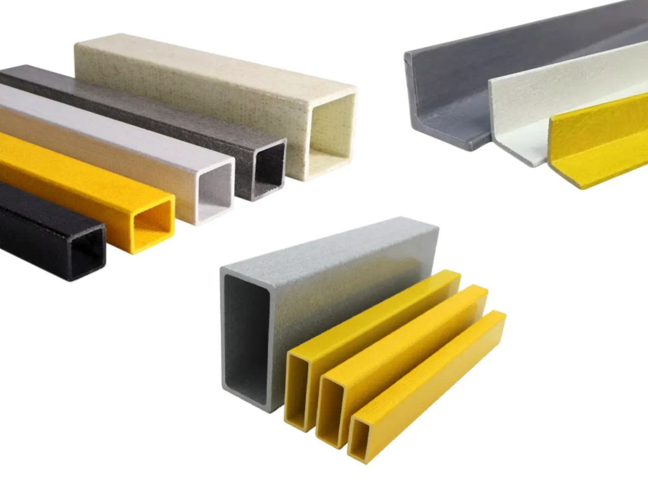 FRP pultruded square tubes, rectangular tubes and angle profiles for industrial construction