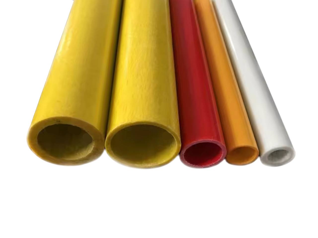 Pultruded fiberglass round tubes and solid rods for electrical insulation, construction, and industrial applications